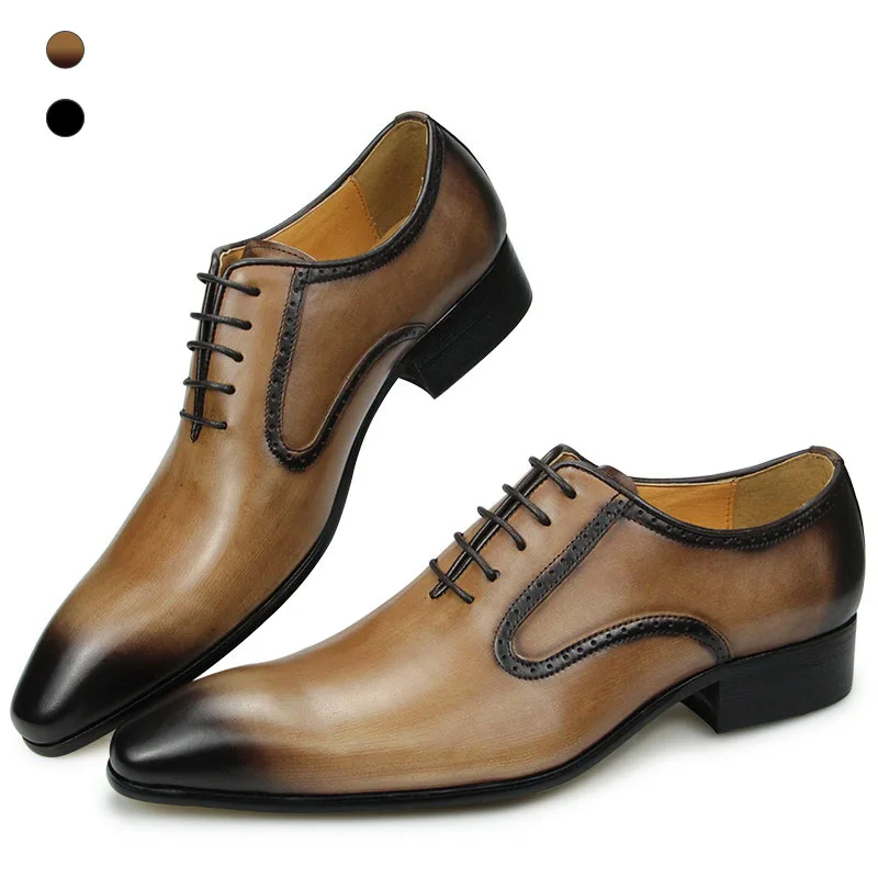 

zapatos hombre British Mens casual genuine leather oxford shoes Handmade For Wedding Office Work Or Job Interview Black Khaki