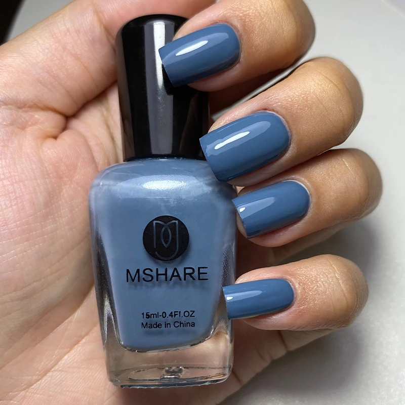 

Mshare Blue Normal Nail Polish Quick Dry Classic Korea Nail Art Lasting Nail Polishes Air Dry No-Bake Without Uv Led Lamp 15ml