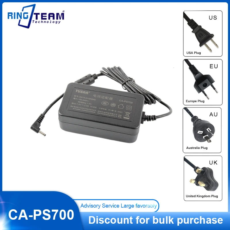 

CA-PS700 7.4V AC Charger Adapter Power Supply, Suitable for Canon PowerShot SX1 SX10 SX20 IS S1 S2 S3 S5 S80 S60 Camera