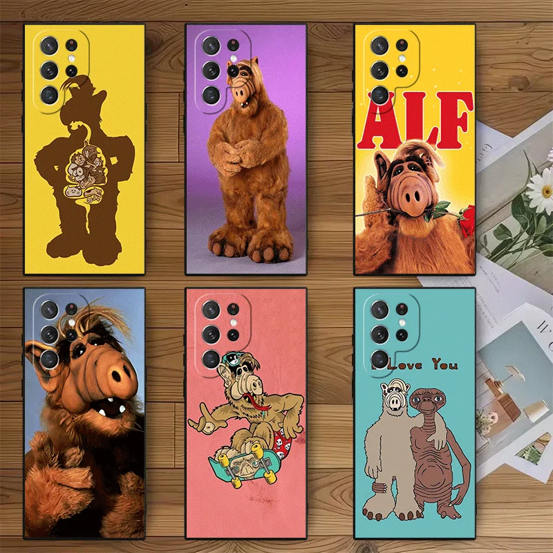 A-Alf A-Alien Life Soft Phone Case for Samsung Galaxy S23 S24 S25 S26 Ultra S22 Plus S21 FE S20 + S25 Edge Black Cover Fundas