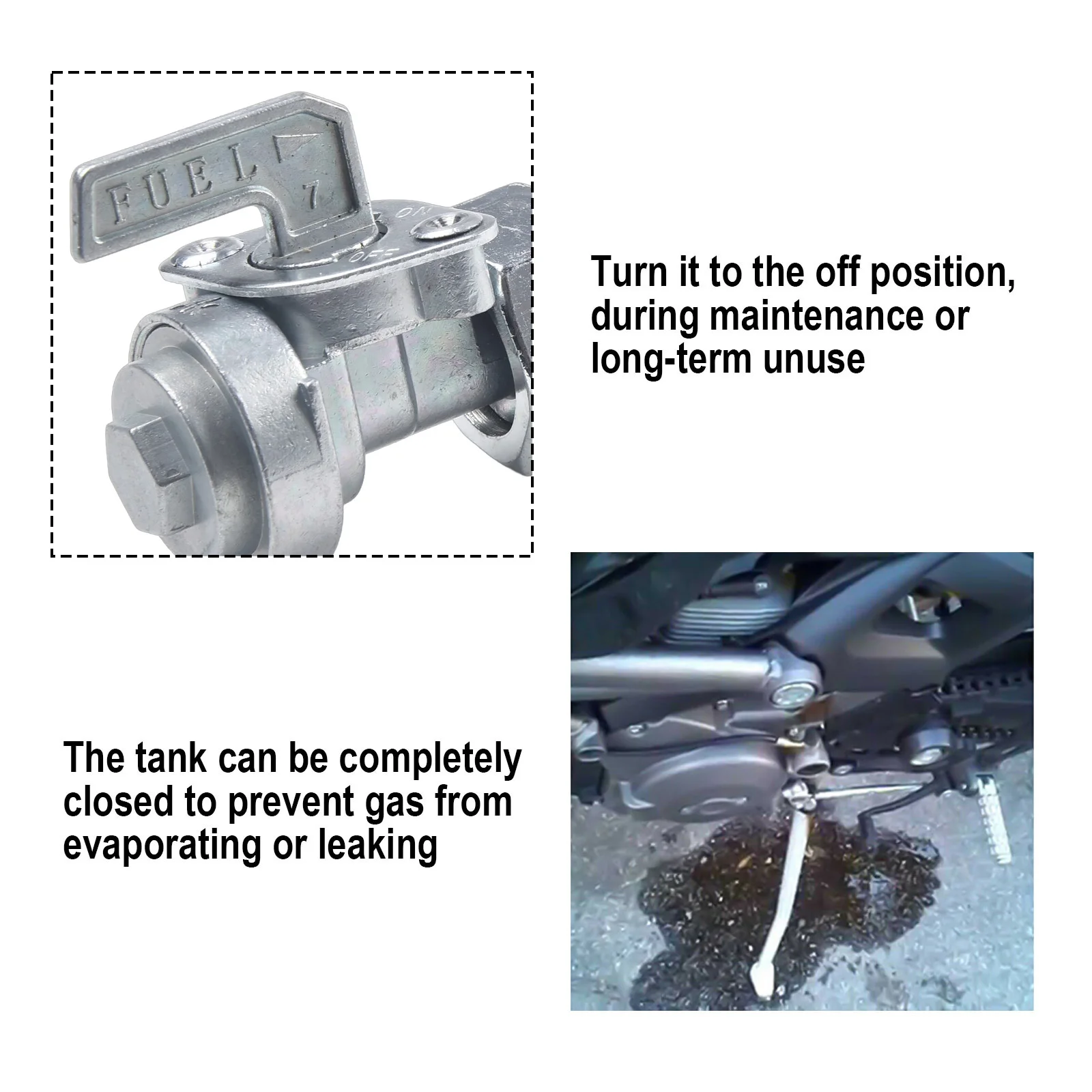 Generator Tank Fuel Valve Petcock with Gasket and Stainless Steel Filter for 168F to 190F Engine Families 16x1.5mm Thread Size