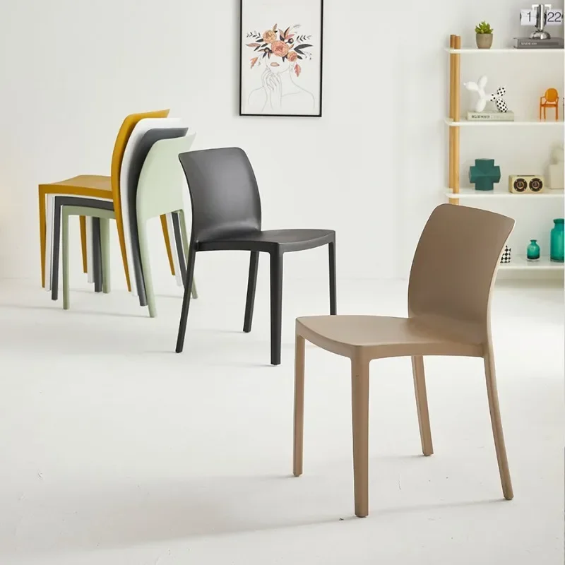 Nordic Chair Home Restaurant mical Plastic Stool Modern Simple Backrest Chair Stackable Dining Chair Wholesale