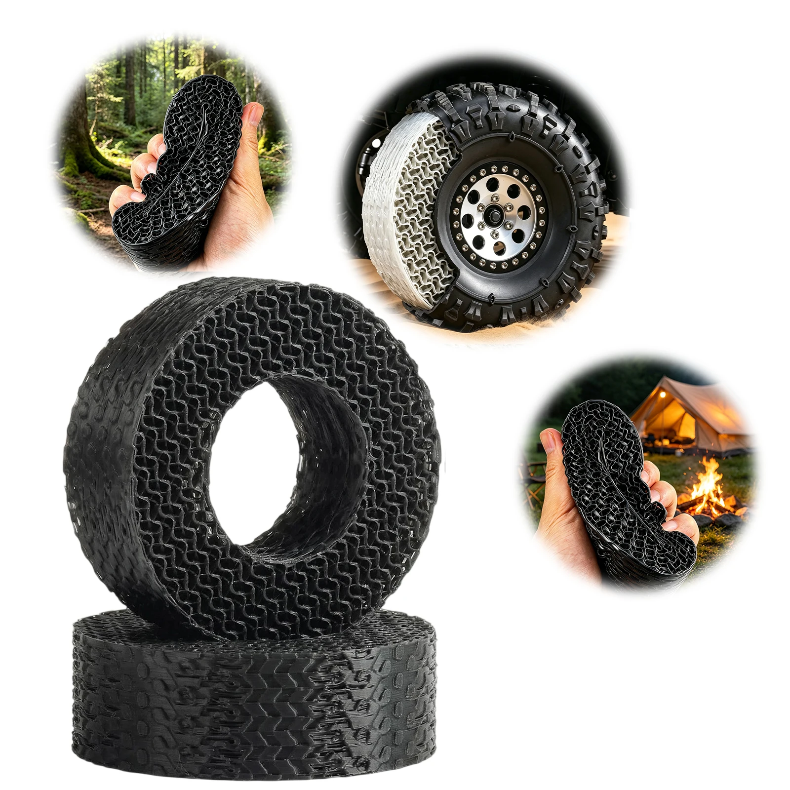 

4Pcs 1.9-Inch 3D Printed Tires Insert Lightweight Shock Absorber Tire Insert Wheel Support Filler Parts for 118-122mm Wheel