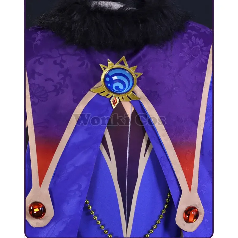Genshin Mona Cosplay Kostüm Perücke Loli Kleid mit Umhang Hut Komplettset Genshin Impact Mona Cosplay Kostüme für Frauen Mädchen Outfits
