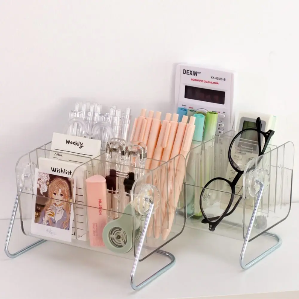 

Sturdy Transparent Pen Container Large Capacity Rotating Desktop Stationery Creative Detachable Pen Bucket Glasses/Phone Case