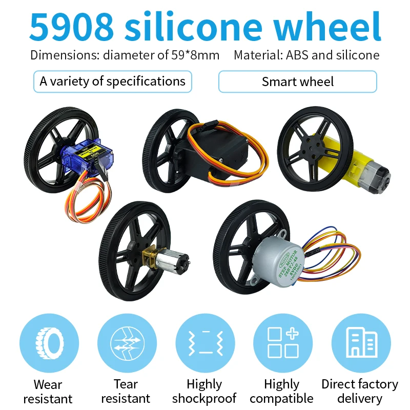 1PC DIY 5908 Silikon Reifen Rad + 1PC SG90/MG996R/SG5010 Servo/N20 Motor/TT Motor Für Arduino Roboter Projekt DIY Elektronische Teile