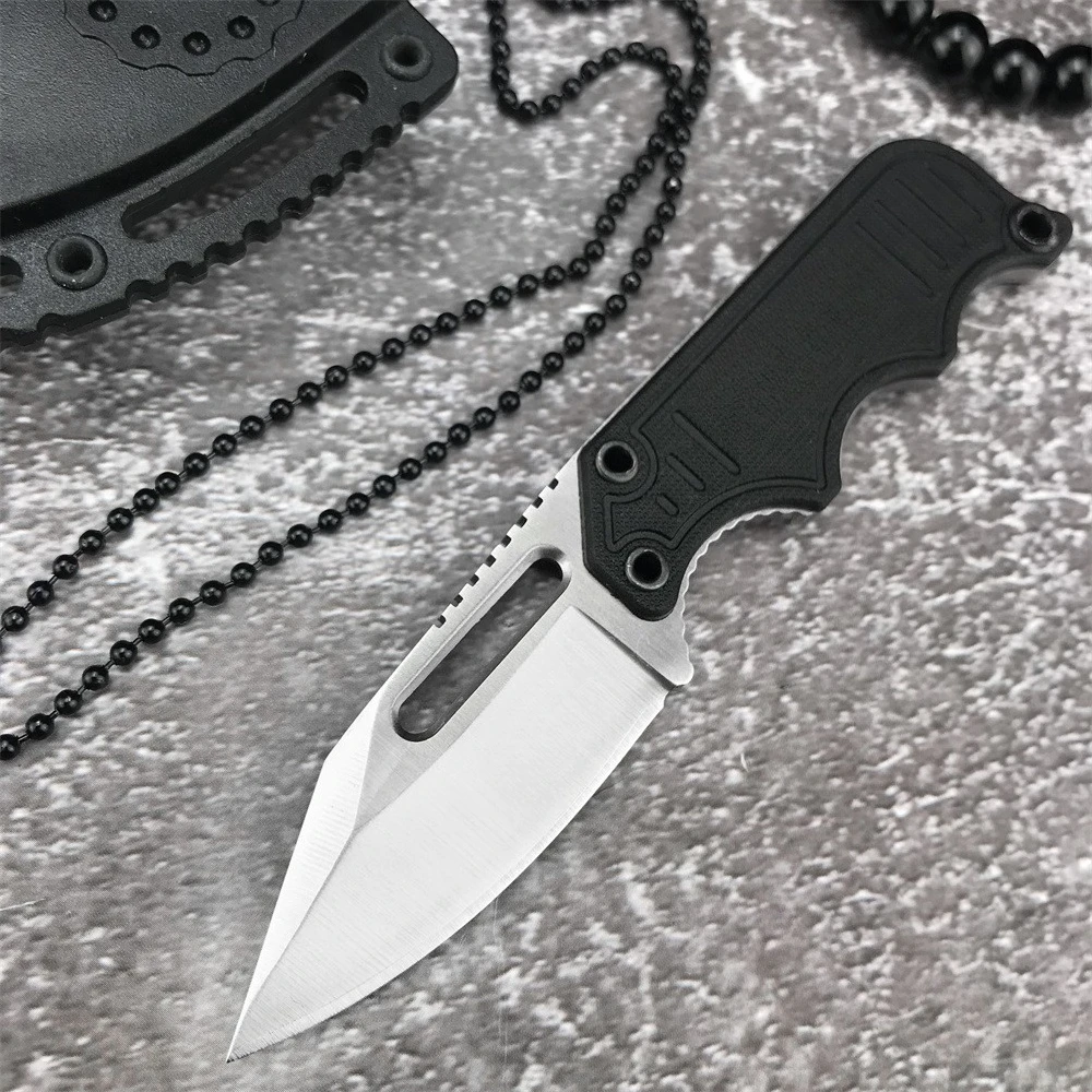 New Fixed Blade Knife Mini Neck Keychain Knife Satin Plain Blade G10 Handle with ABS Sheath Outdoor Camping Hiking Tool