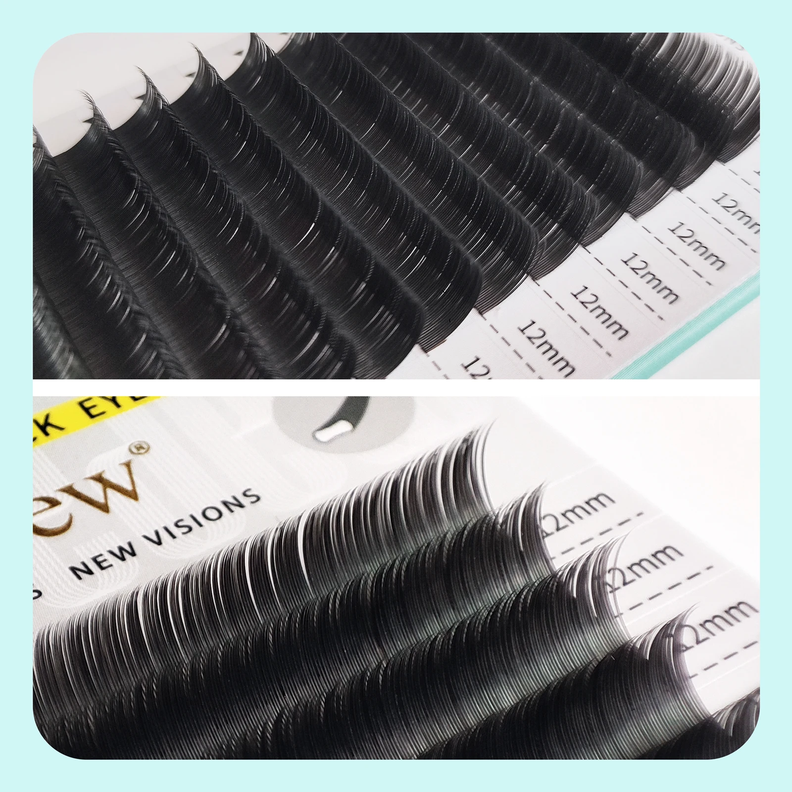 SEEDEW 0.15 0.20 Grau Schwarz Flache Ellipsenförmige Wimpern mit geteilten Spitzen, superweiche Wimpernverlängerung, natürliche falsche Wimpern – Detail 12