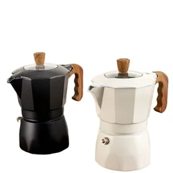 Double valve Moka Po Food Grade Wooden Handle Mocha Pot Household Italian Espresso Coffee Maker Coffee Accessories