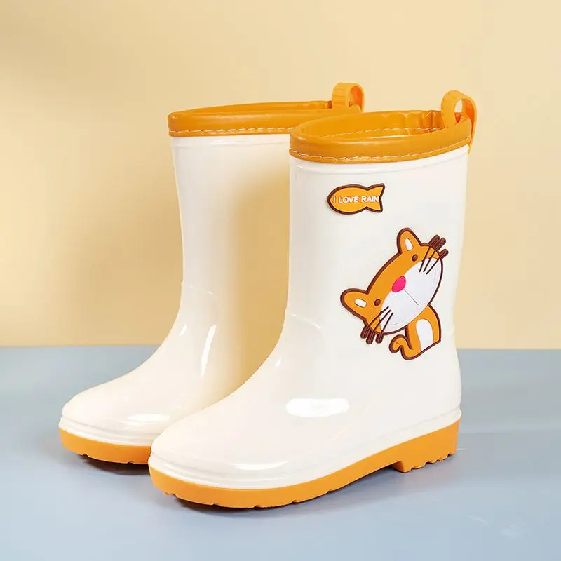 أحذية المطر للأطفال مقاومة للماء ومضادة للانزلاق أحذية الأطفال بطباعة كرتونية ملابس ضد المطر لمنتصف الساق للأولاد والبنات أحذية خفيفة الوزن للأطفال الصغار #4