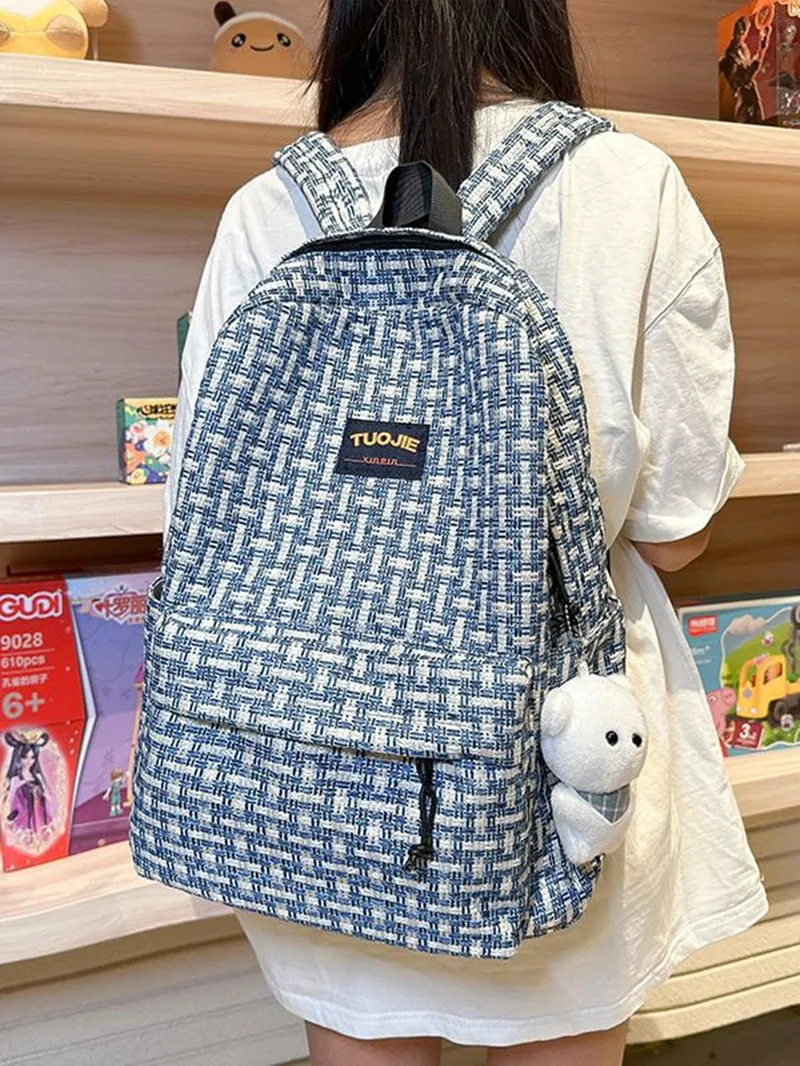 Japanisch ins College-Stil Student Rucksack weibliche koreanische Version große Kapazität minimalist ische Harajuku Schachbrett Schult asche