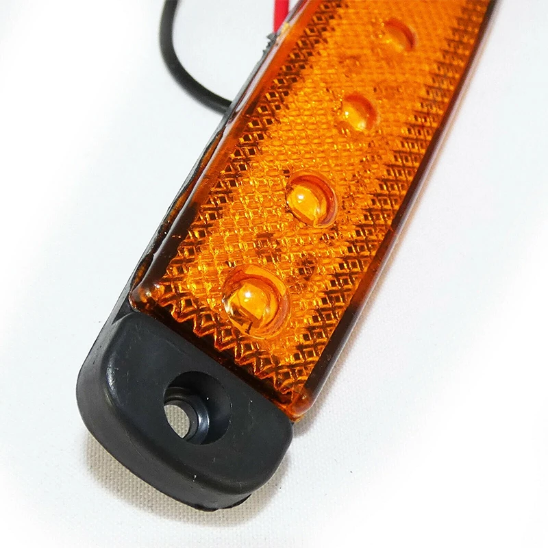 10 Pcs Car Orange Amber 12v 6 Led Side Marker Indicators Lights Truck Trailer E Mark Trailer RV Cab Boat Bus Lorry Marker Light