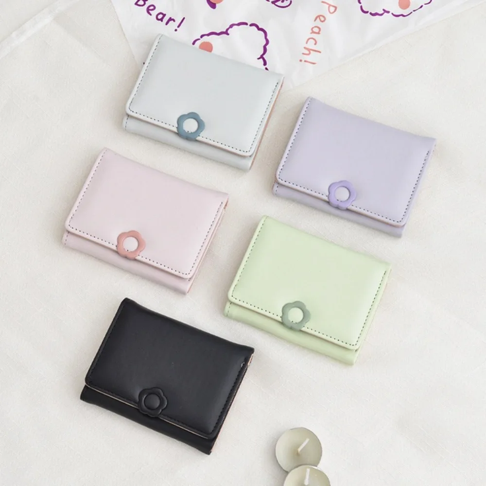 

Portable Pu Leather Flower Short Wallet Multifunctional Multi-card Folding Purse Coin Purse Bank Card Bag Card Holder Ladies