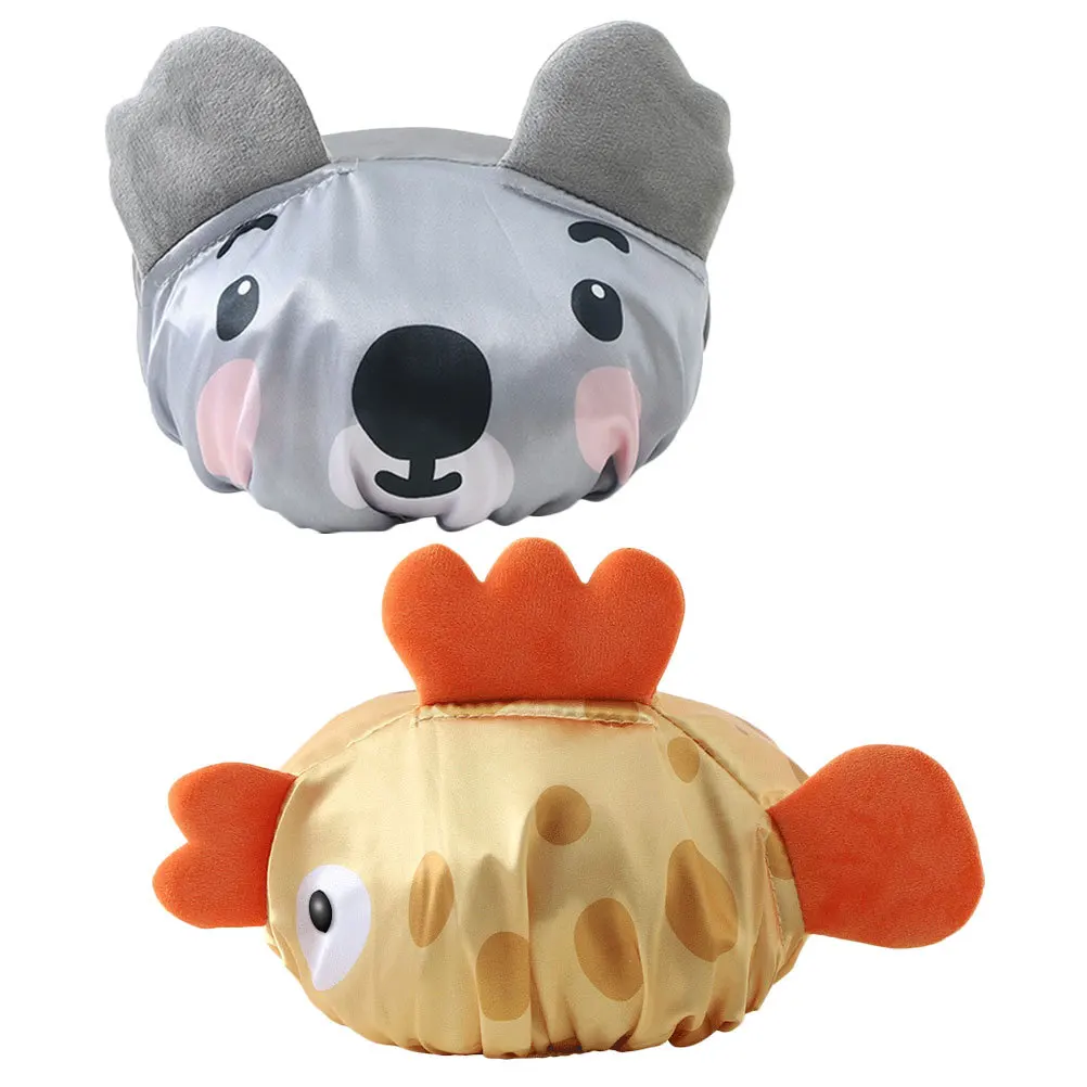 Gorros de ducha para niños, gorro de baño de dibujos animados, gorro de dormir ligero y reutilizable para niños pequeños y niñas, gorro de baño bonito, 2 uds.