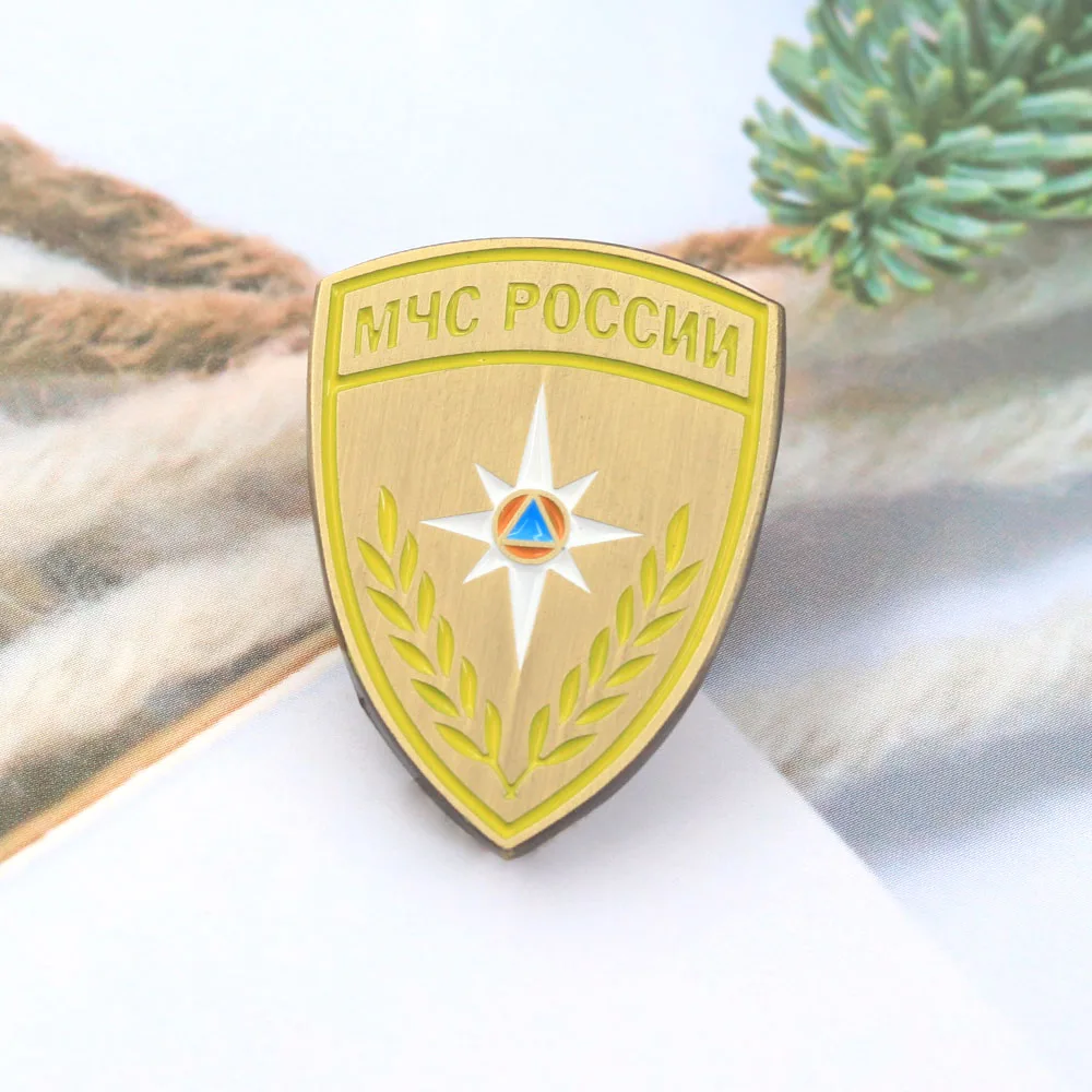 Russische EMERCOM Emaille-Pins Russland MChS Ministerium für Notfälle Broschen Schild-Abzeichen Rucksack Kleidung Geschenk für Militärfans – Detail 6