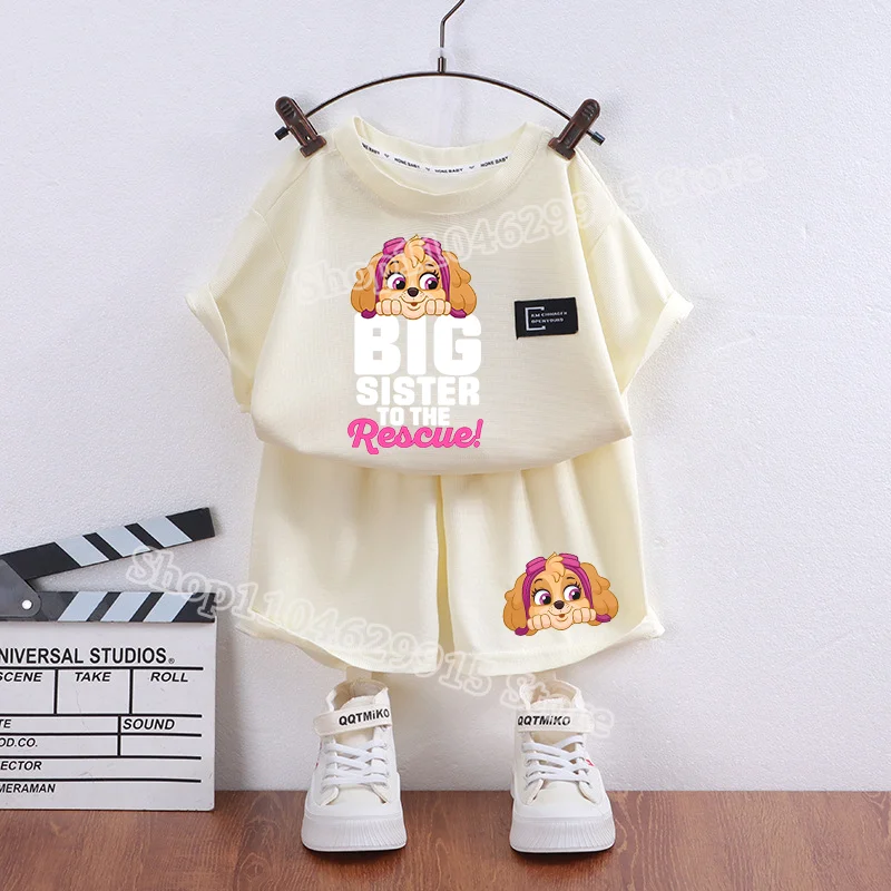 2 個パウパトロール子供半袖ショーツ夏薄いワッフル服スーツ漫画かわいいチェイススカイプリント男の子女の子服ギフト