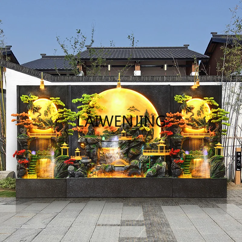 HLZ water curtain wall, running water screen, rockery fountain ornament, water wheel decoration landscaping