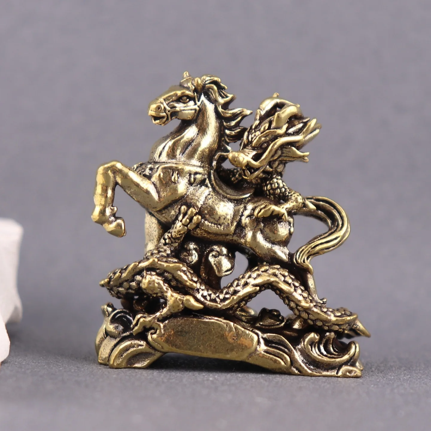 Bronze Statue Home Decor Dragon and Horse Figure Spirit Opening Gift Office Study Desk Decorative Craft Sculpture