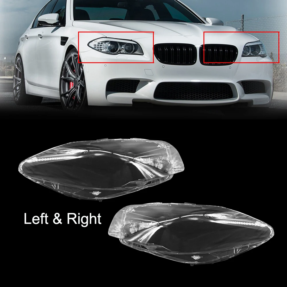 1Pair For BMW 5 Series F10 F18 2010-2014 Car Front Headlight Lens Cover Clear Glass Headlight Lamp Shade High Quality