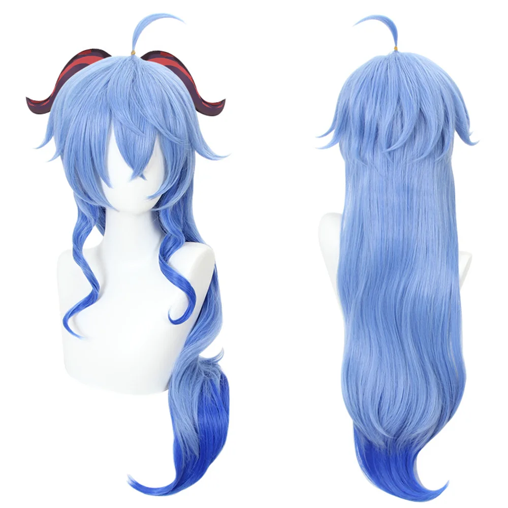 Long Blue Wig for Ganyu Cosplay Costume Anime Fluffy Hair Wigs for Halloween Synthetic Blue Wigs Csoplay Party