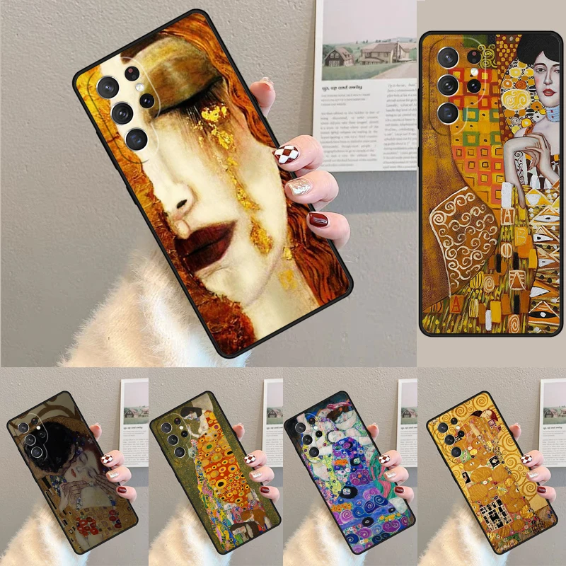 Cover For Samsung Galaxy S24 Ultra S21 S22 S8 S9 S10E Note 10 20 Plus FE S23 Kiss by Gustav Klimt Phone case Coque