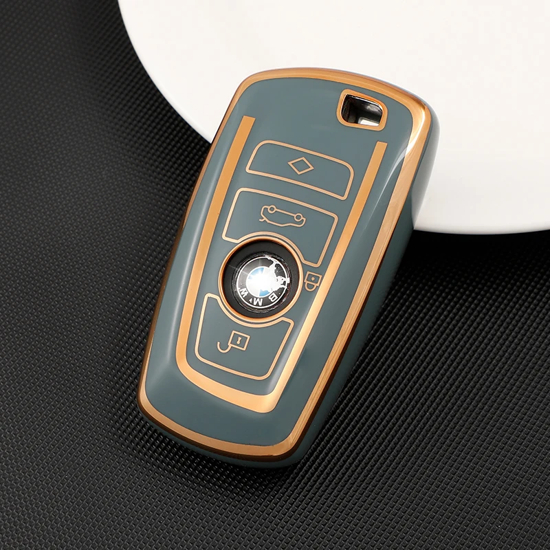 TPU Golden edge Style Car Key Case Cover Shell Fob For BMW X3 X5 X6 F30 F34 F10 F20 G20 G30 G01 G02 G05 F15 F16 1 3 5 7 Series