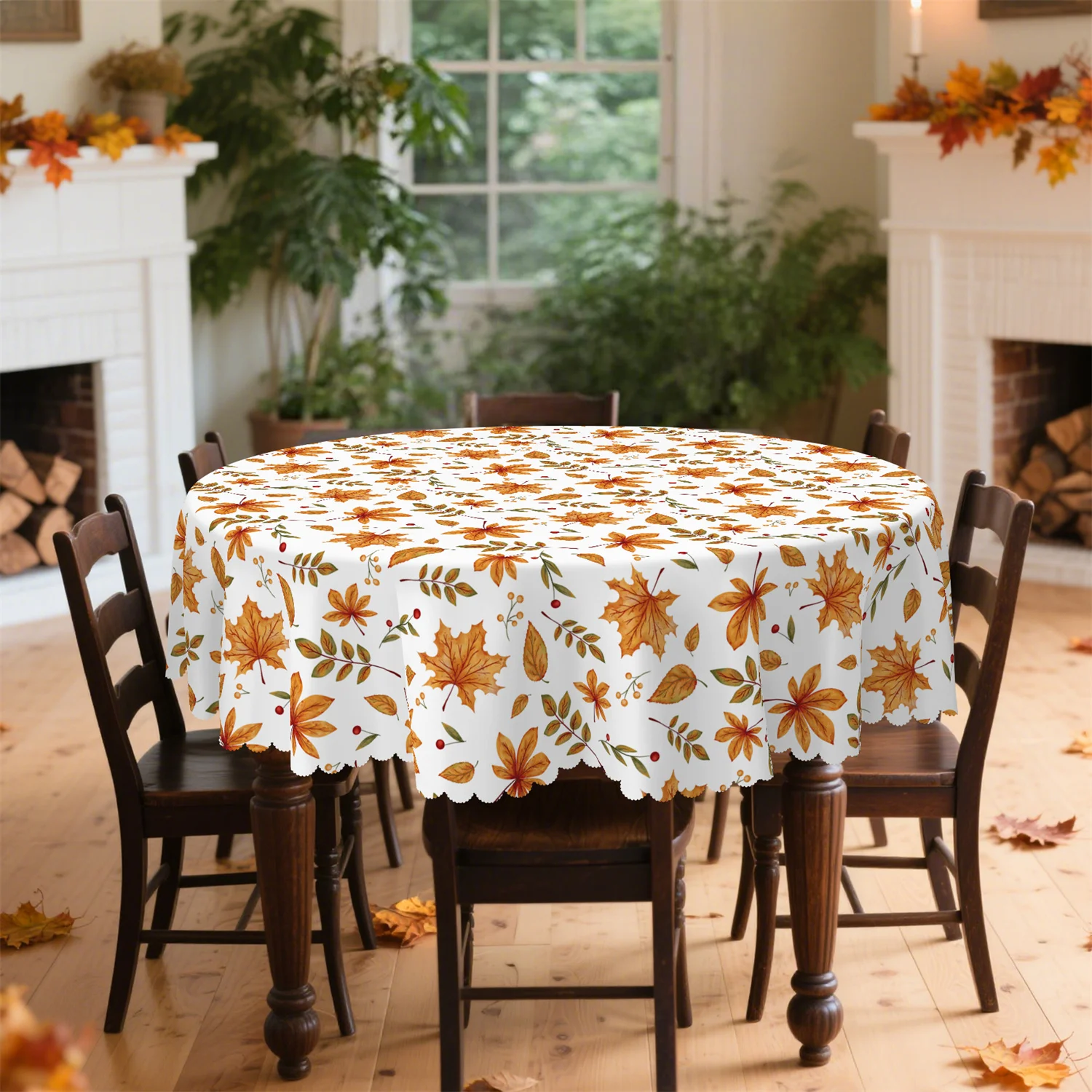 Maple Berry Fall Tablecloth - 1 piece, suitable for indoor and outdoor furniture decorations for Thanksgiving parties.zyc
