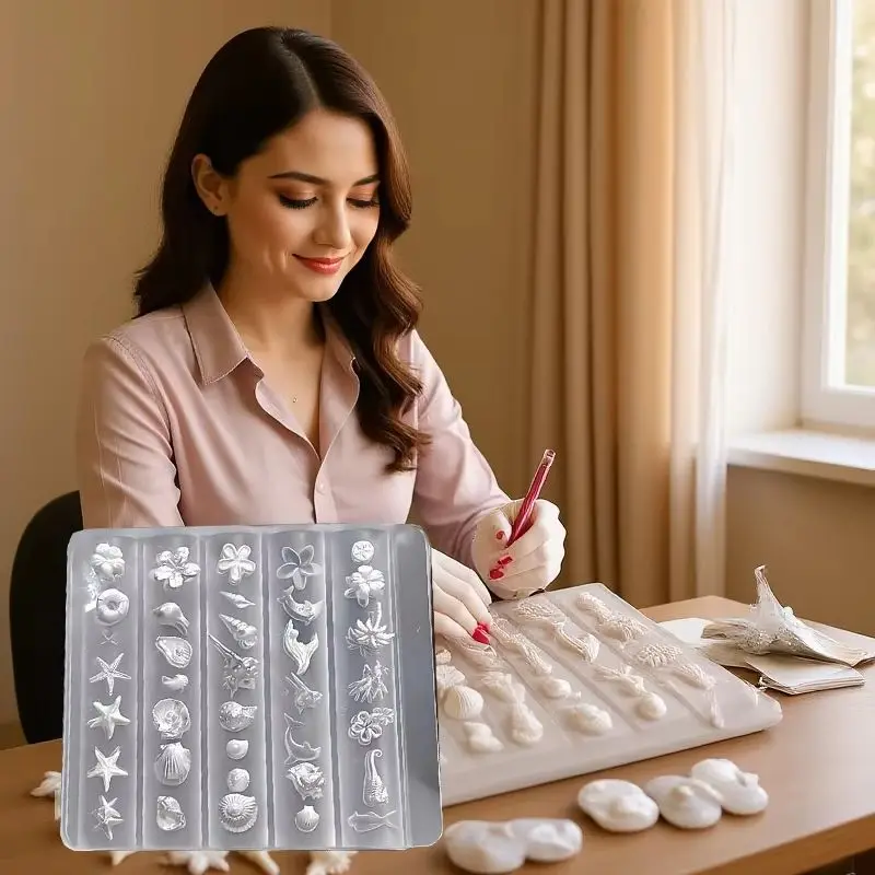 

DIY Flower Design Templates Mold For Nails Jewelry Crafts Transparent Nails Mold Tool 3D Mold Silicone Nail Art Decorations