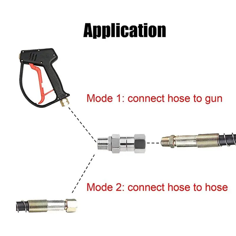 -[33A Tvdae] 5X High Pressure Washer Swivel Joint 3/8 Inch Pressure Washer Hose Fittings 360 Degree Rotation Connector Car Washi