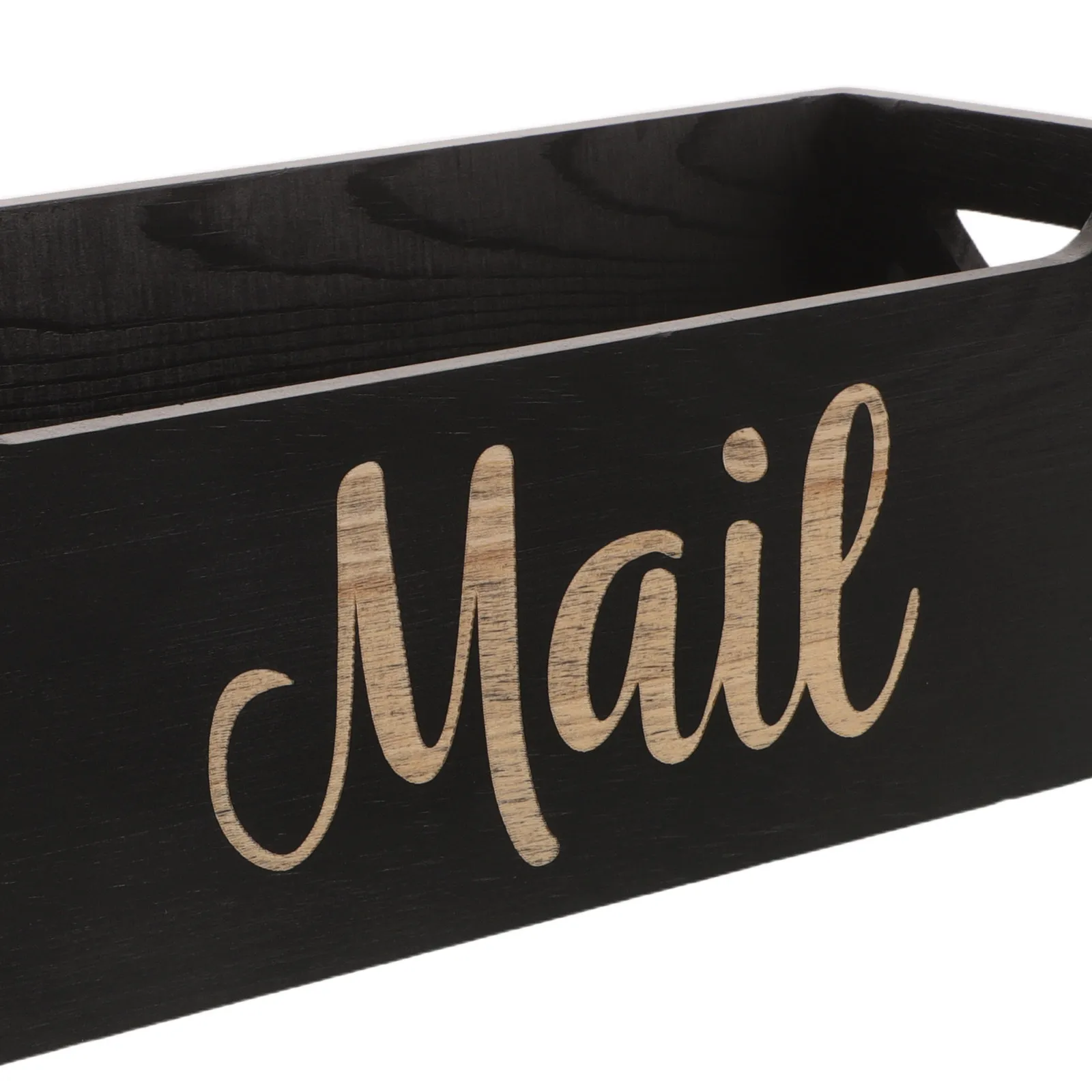 Wall Mount Mail Organizer Holder Black Wood Letter 02X3 Sorter Basket File Paper Envelope Desktop Office Dorm