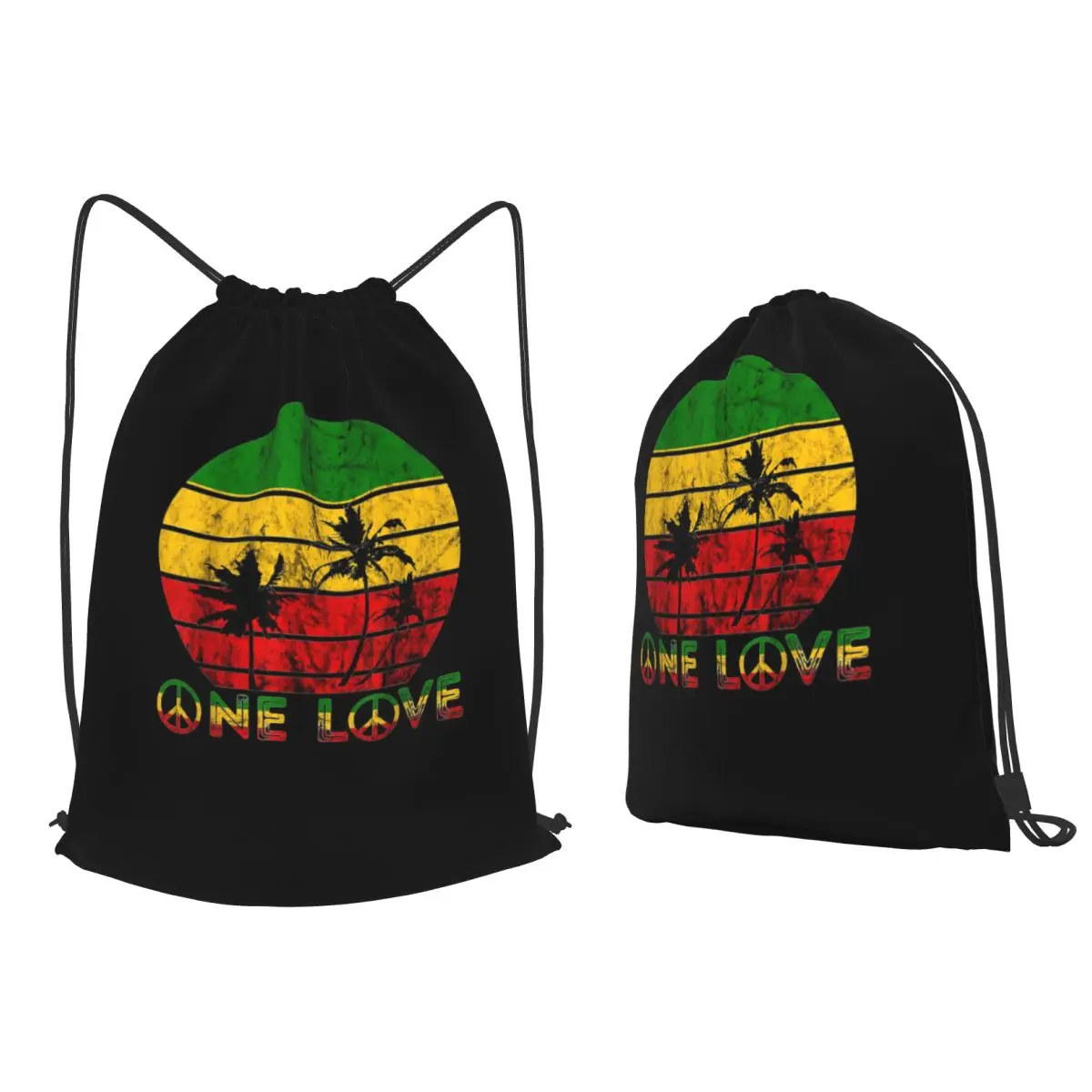 Hawaiin One Love Peace Simbol Backpacks Casual Drawstring Bags Sports Bag Book Bags for Man Woman School