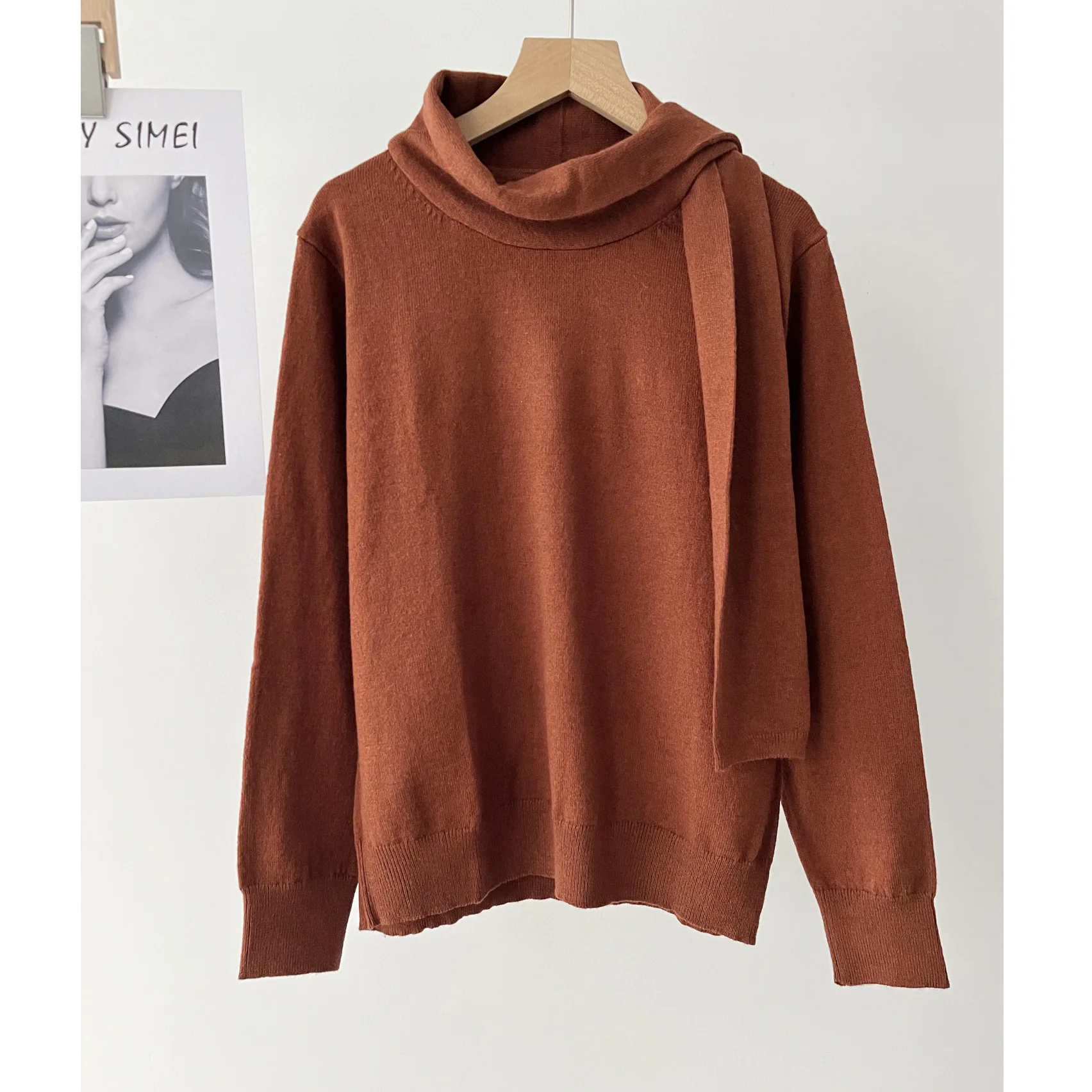 

Женский темпераментный мягкий восковой шарф с воротником и длинными рукавами, вязаный свитер на осень и зиму 16а-1996