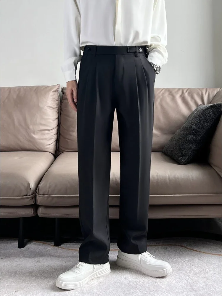 Social Tailoring Man Suits Pants Solid Color Polyester Trousers for Men Business Straight Elegant Slacks Stylish New in Cheap Up