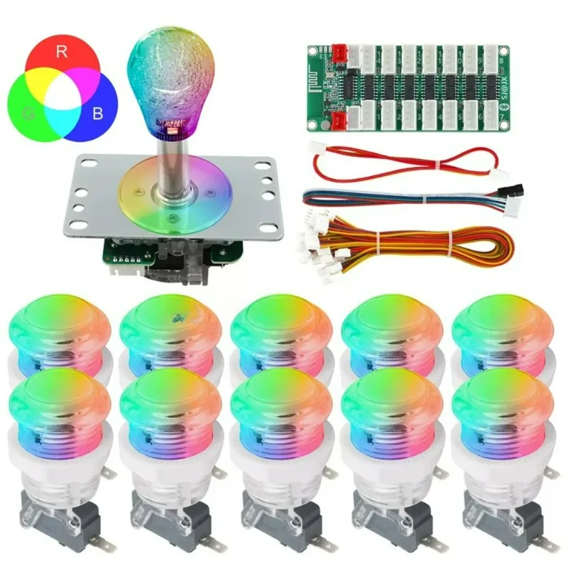 Bluetooth Control Rainbow Joystick Buttons LED Light Arcade Cabinet for King of Fighters Fighting Game