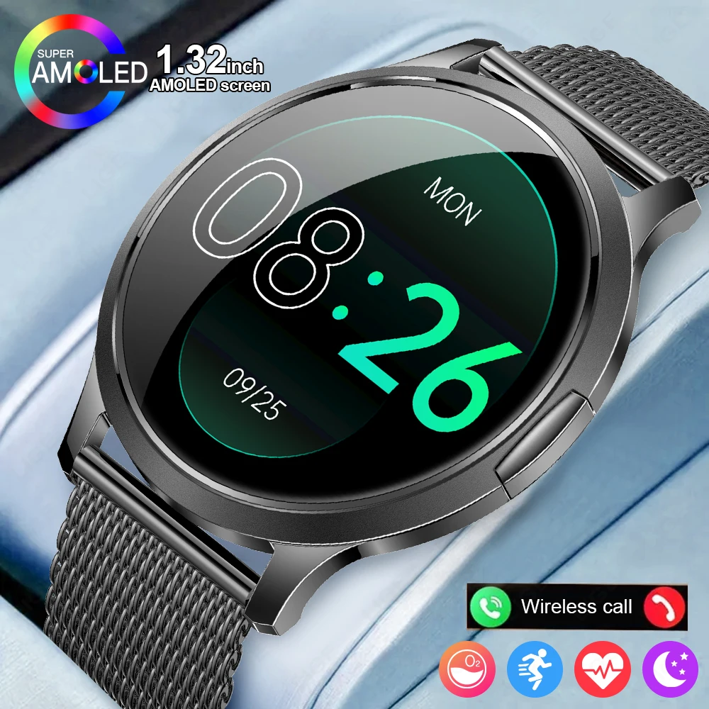 

Смарт-часы AMOLED 1,32 дюйма, женские часы, монитор сердечного ритма, монитор сна, спортивный фитнес-браслет, женские умные часы для Android IOS