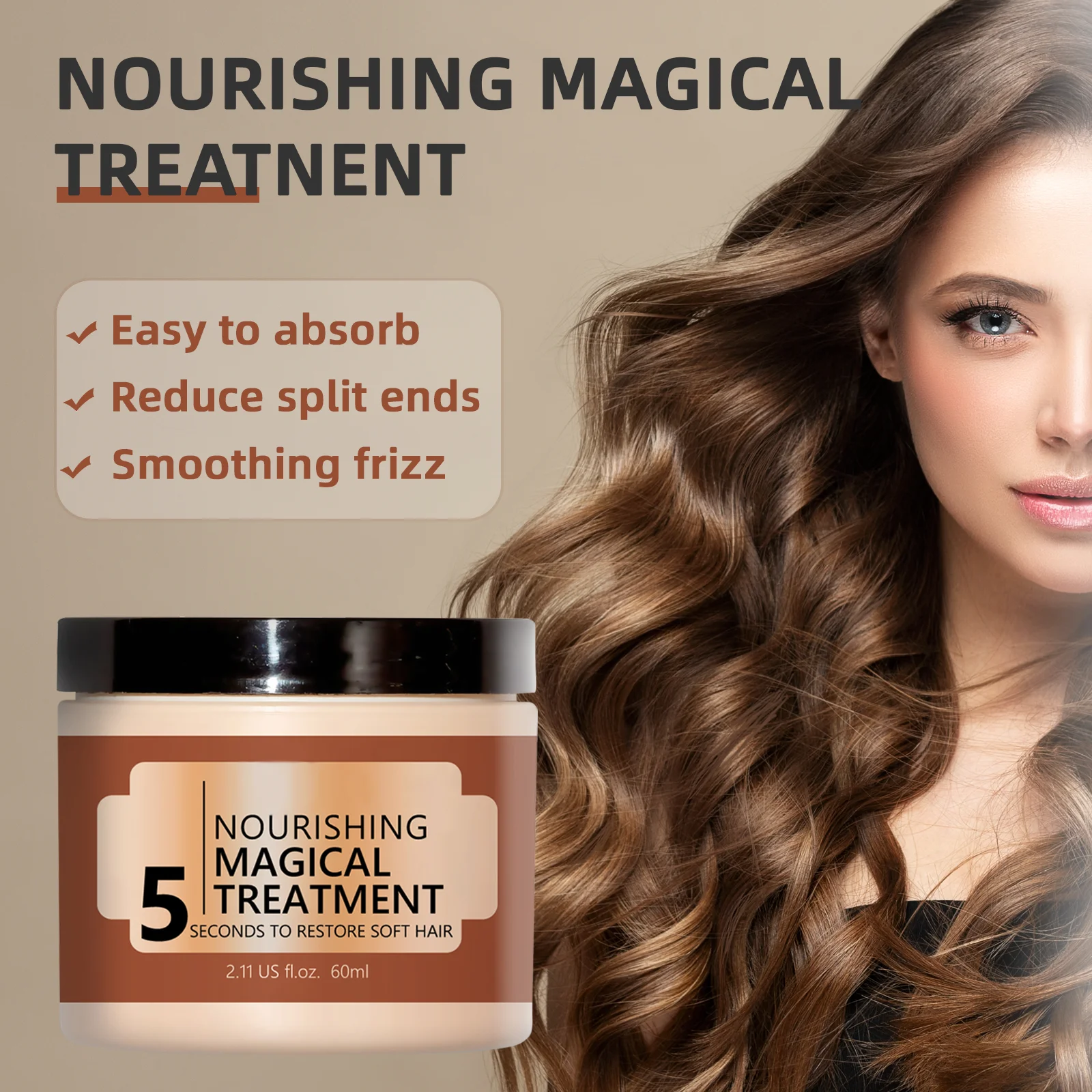 

Nourishing Treatment Hair Mask 60ml - Soft, Repair Split Ends, Frizz Control, for All Hair Types