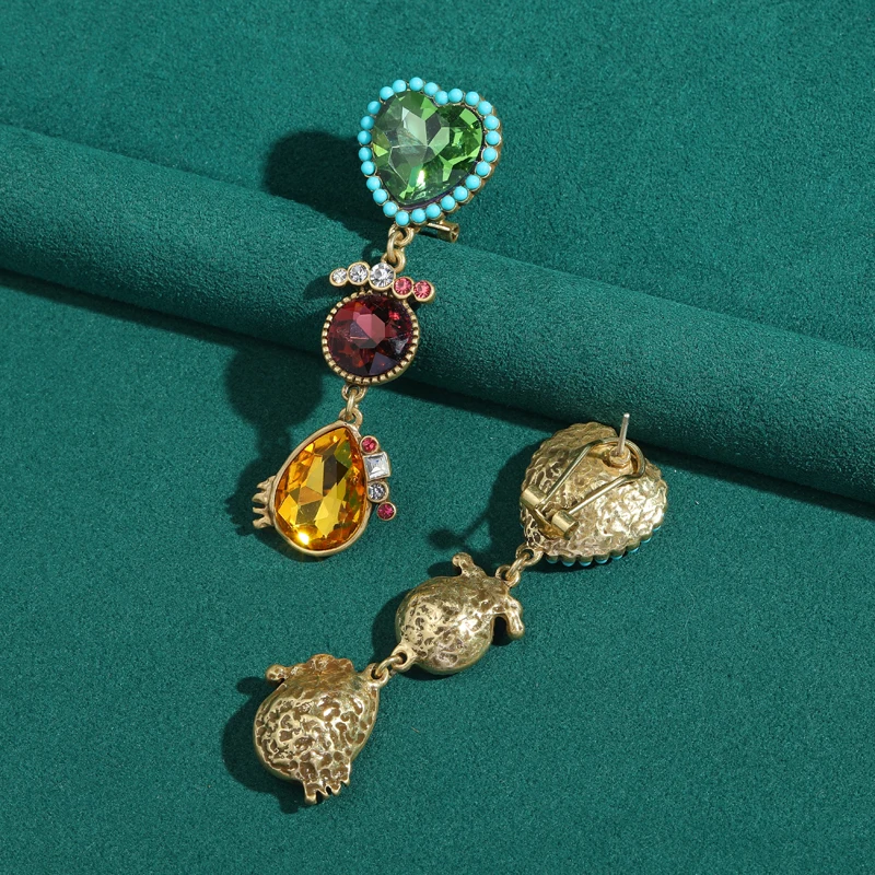 

Vintage Crystal Colorful Drop Earrings Turquoise Design Antique Gold Plated Jewelry Accessories 2026 Mother's Day Quality Gifts
