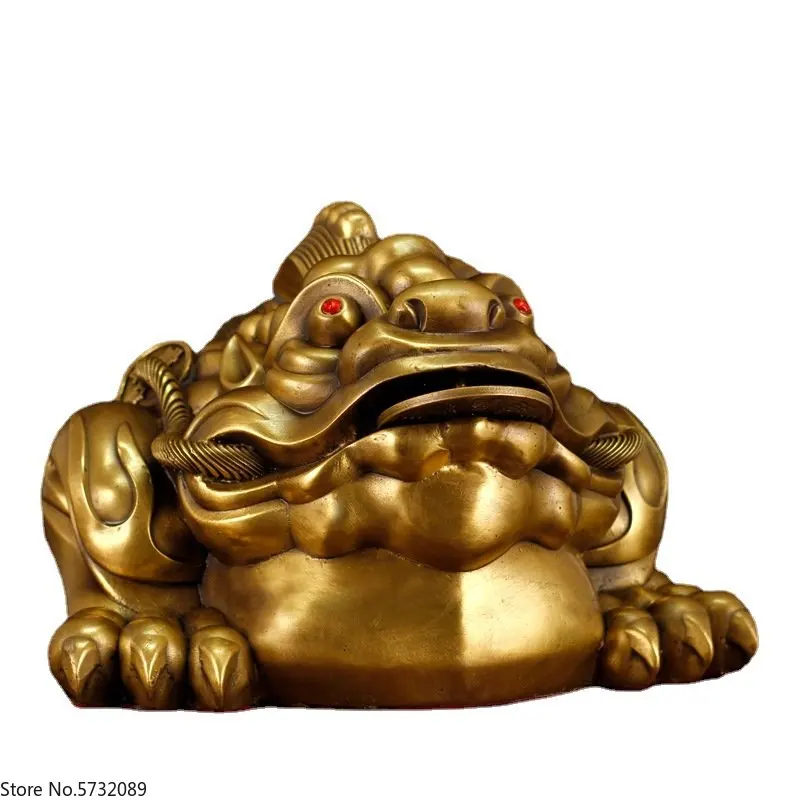 Pure copper three legged golden toad single angle golden toad decoration, living room, office, home decoration, opening gift