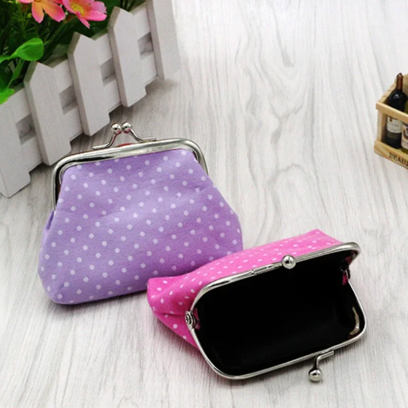Retro Dot Coin Purse Small Wallets for Women Hasp Mini Coin Purses Money Bags Change Pouch Candy Color Cotton Bag Carteras Mujer