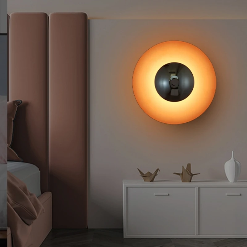 Colorido Rodada Metal LED Lâmpada de Parede Laranja Azul Verde Branco Preto Roxo Chrome Iluminação Sconce Para Salão Quarto Corredor Escadas