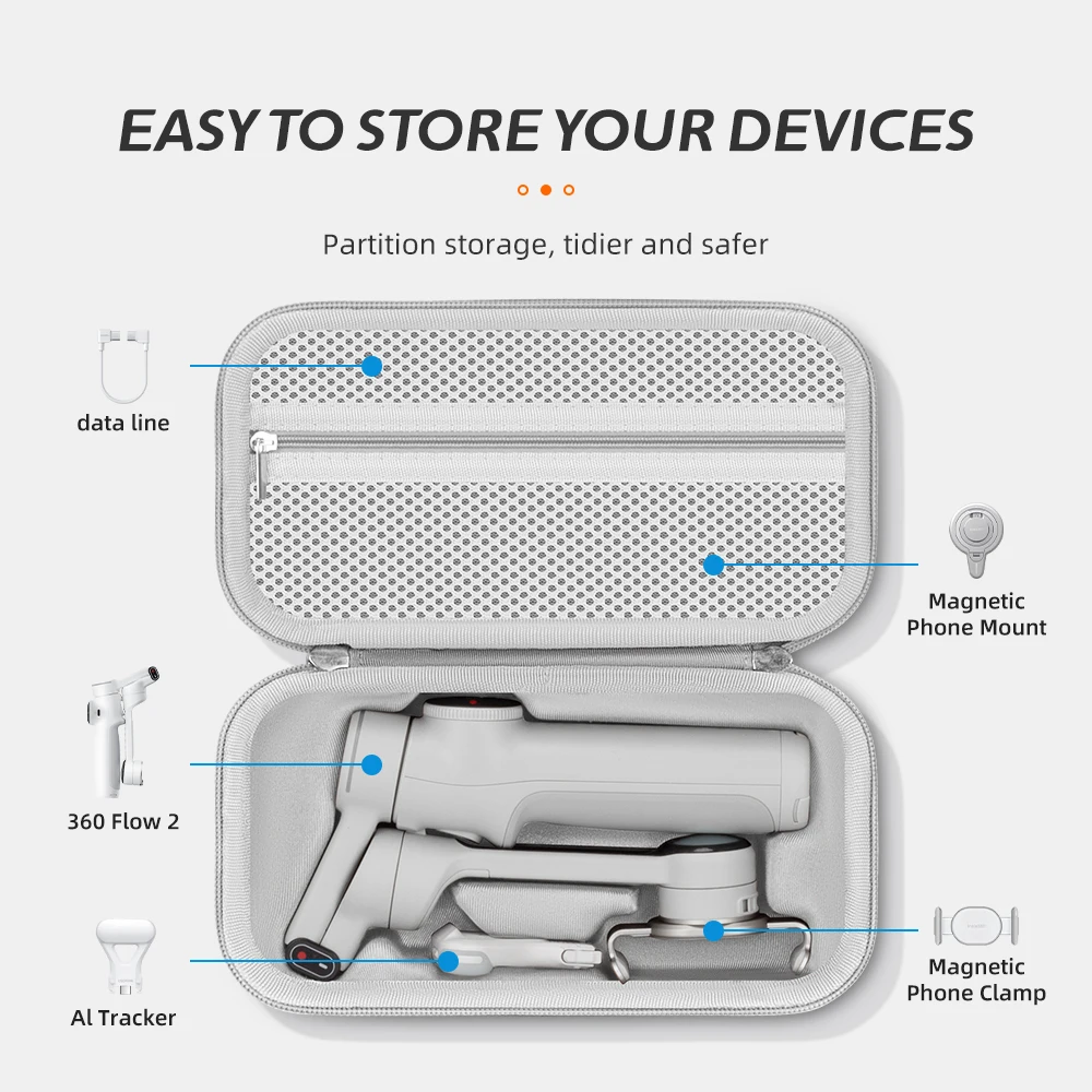 For Insta 360 Flow 2 Pro/Flow 2 Stabilizer Gimbal Storage Organizer Portable Handheld Gimbal Protective Bag Travel Carrying Case