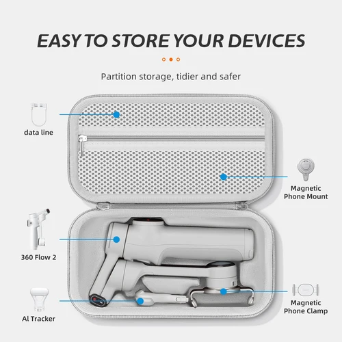 Imagen 2 del producto Para Insta 360 Flow 2 Pro/Flow 2 estabilizador organizador de almacenamiento de cardán portátil bolsa protectora de cardán de mano Estuche de transporte de viaje