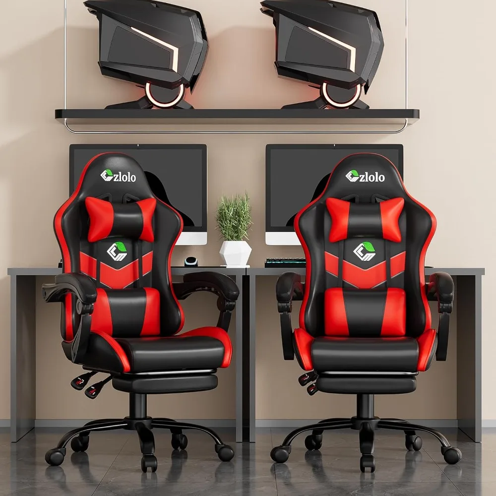 Gaming-Stuhl im Racing-Stil mit Lordosenstütze, Massagegerät, Metallbeinen, hoher Rückenlehne für Videospiele