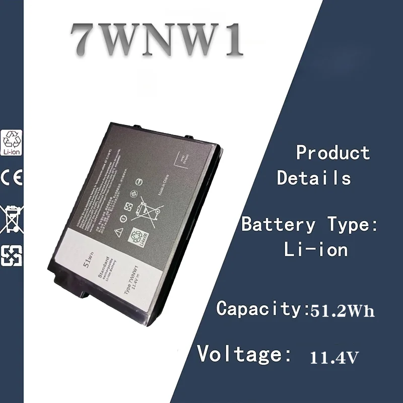 

Long - Lasting 11.4V 51.2Wh Battery for Dell Latitude 5420/5424/7424 RUGGED 7WNW1 Pen | High - Quality New