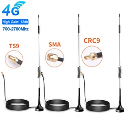 고이득 4G 안테나 SMA 수 커넥터, 700-2700MHz GSM 외부 라우터, LTE 마그네틱 안테나 신호 부스터 케이블 피그테일, 12dBi