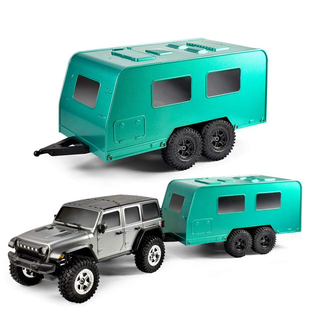 RC Travel Camper Trailer Simulação RV Veículo Porta Aberta Traseira para Atualização 1/18 TRX4M