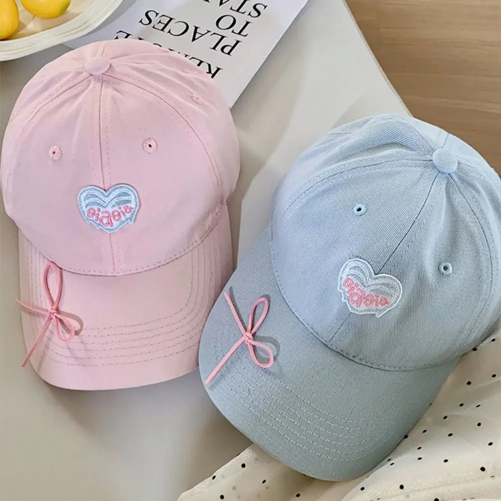

Fashion Embroidery Love Heart Baseball Cap Sunscreen Cotton Sun Hat Visors Candy Color Peaked Cap Outdoor
