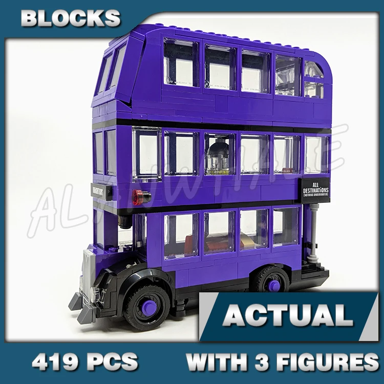 

419pcs Magical World of Wizards The Knight Bus Purple Triple-decker 11342 Building Blocks Set Compatible With Model