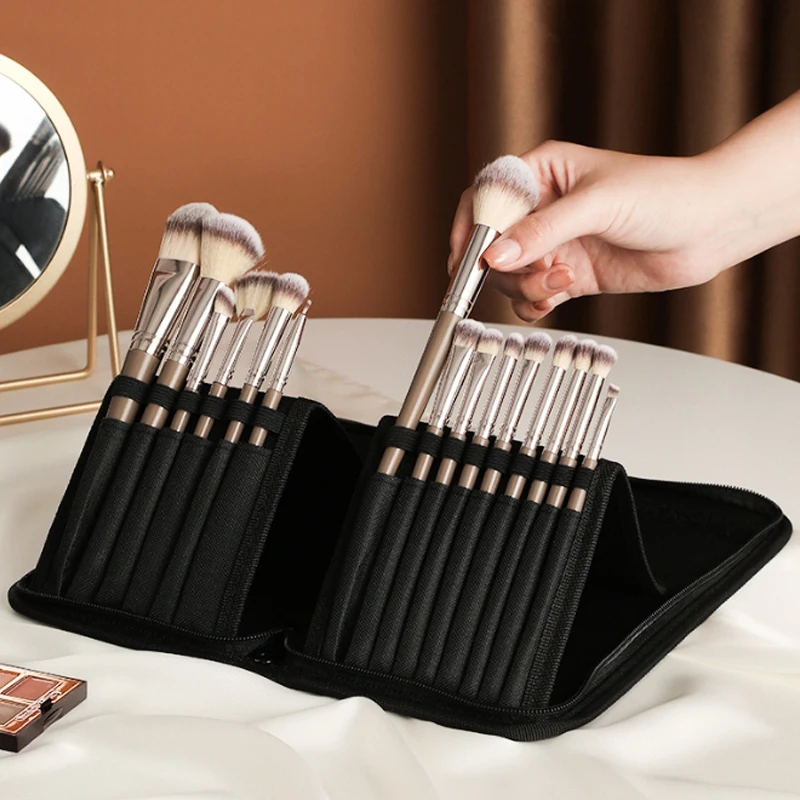 Makeup Brush Storage Bag Brush Bag Stand Type Embroiderer Tool Pen Eyebrow Pencil Display Rack Eye Shadow Box Brush Bag