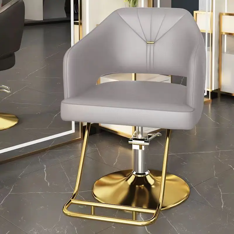 

Hairdressing Pink Gold Reclining Hydraulic Adjustable Lifting Beauty Salon Equipment Barber Chair